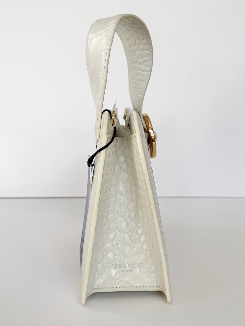 NWT Parisa Wang Bamboo Enchanted Top Handle Bag Cream w/ crossbody strap - Picture 6 of 11